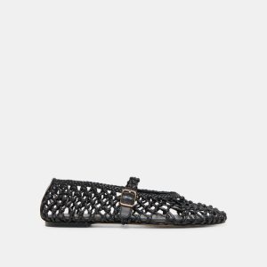 Clair Ballet Flats Black Woven Leather