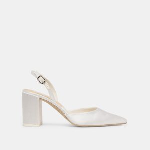 Carel High Heels True White Satin