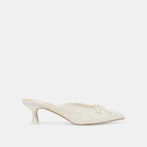 Claytn Pearl Heels True White Satin