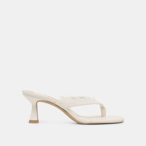 Daksie Lace Heels True White Leather